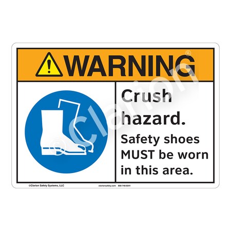 ANSI/ISO Compliant Warning Crush Hazard Safety Signs Outdoor Flexible Polyester (Z1) 14 X 10